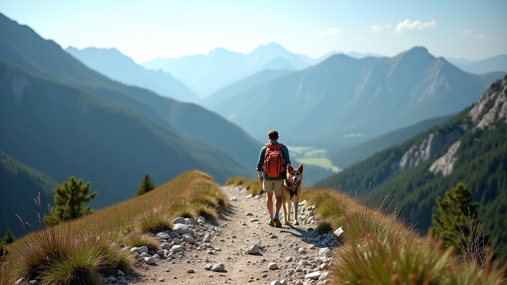 Advanced mountain trail with rocky terrain and steep elevation, mountain vista in background, high altitude landscape, clear weather conditions